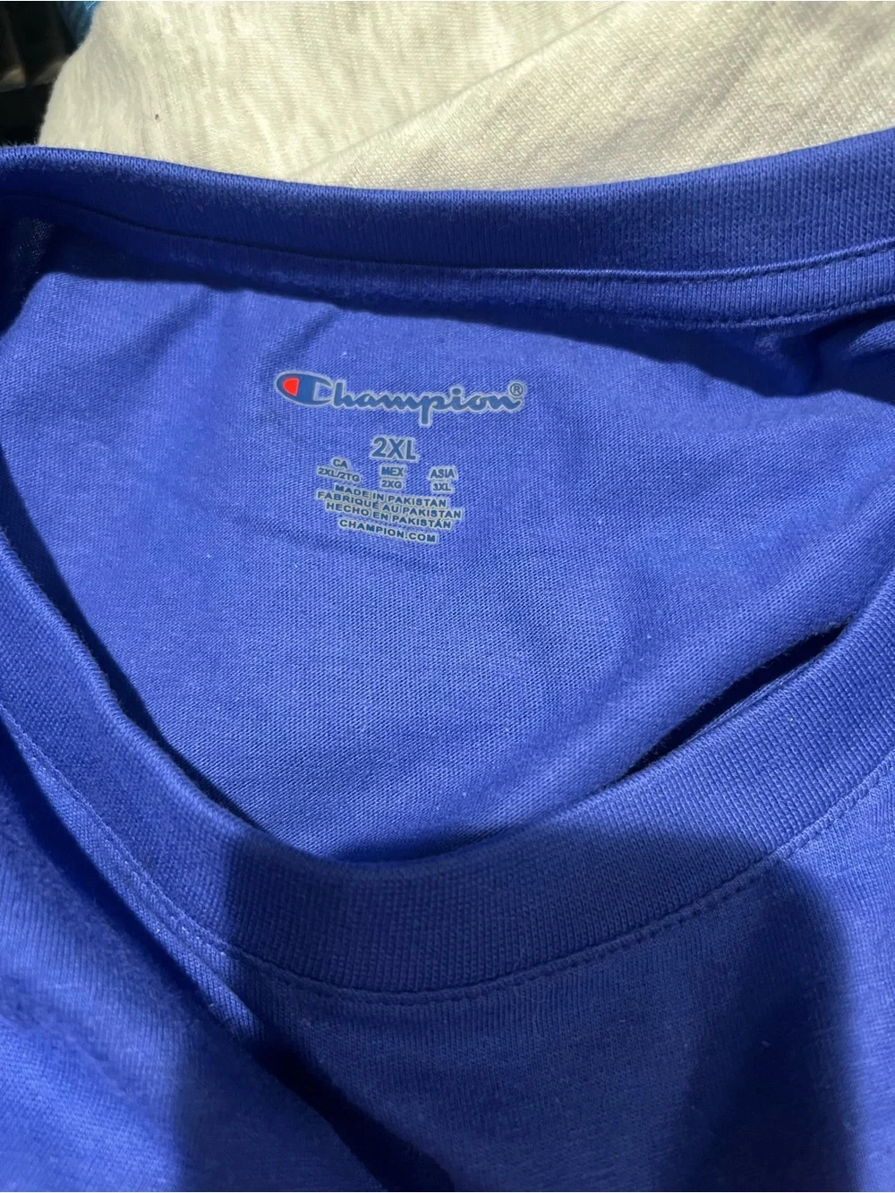 Champion Blue New York Rangers Arch Logo Tee with Red Lettering - Picture 2 of 3